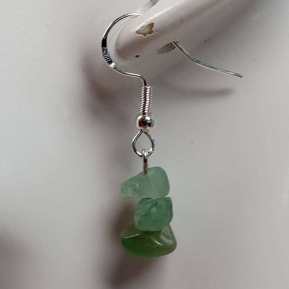 5/$25 Aventurine stone chip earrings - Picture 3 of 6
